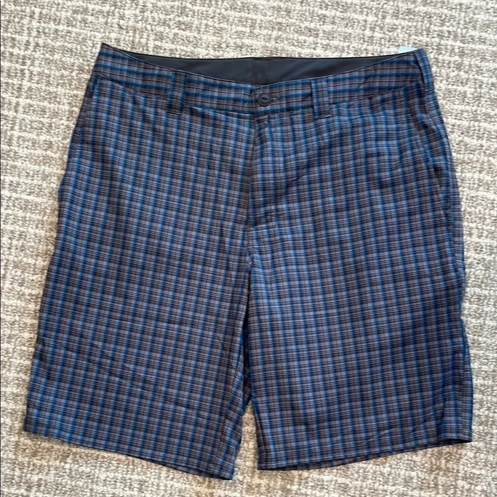 The North Face Blue Flat Front Plaid Shorts